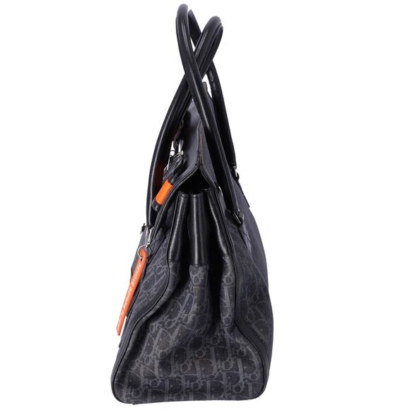 Christian Dior Flight Trotter Handbag Navy Black Orange Denim Leather - Picture 2 of 8